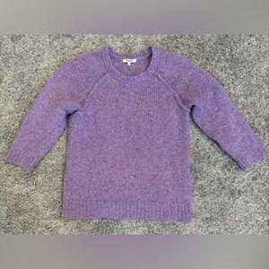Madewell Purple Crewneck Sweater with Multicolor Flecks Wool Blend size L